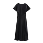 Robe midi en satin noire