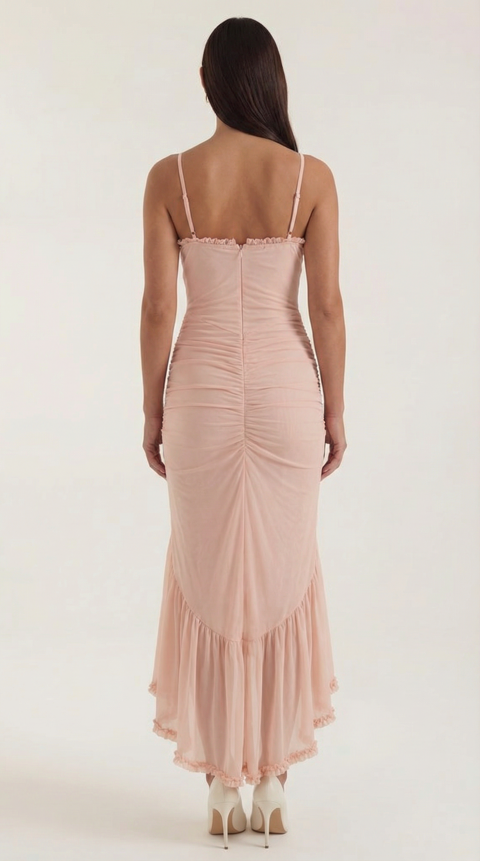 Robe maxi asymétrique à volants pour femmes