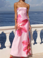 Robe maxi tube en polyester imprimé