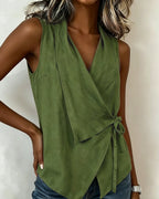 Blouse sans manches portefeuille pour femmes