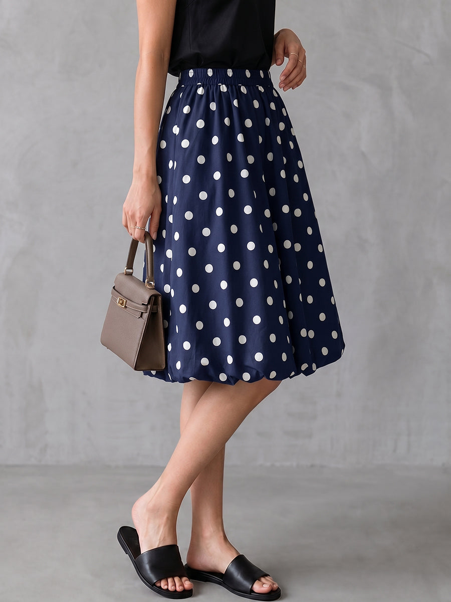 Vue arrière du short femme ample à pois contrastés