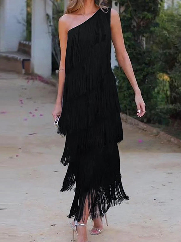 Robe Maxi Asymétrique Une Épaule Chic et Sans Effort