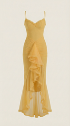 Robe maxi asymétrique à volants pour femmes