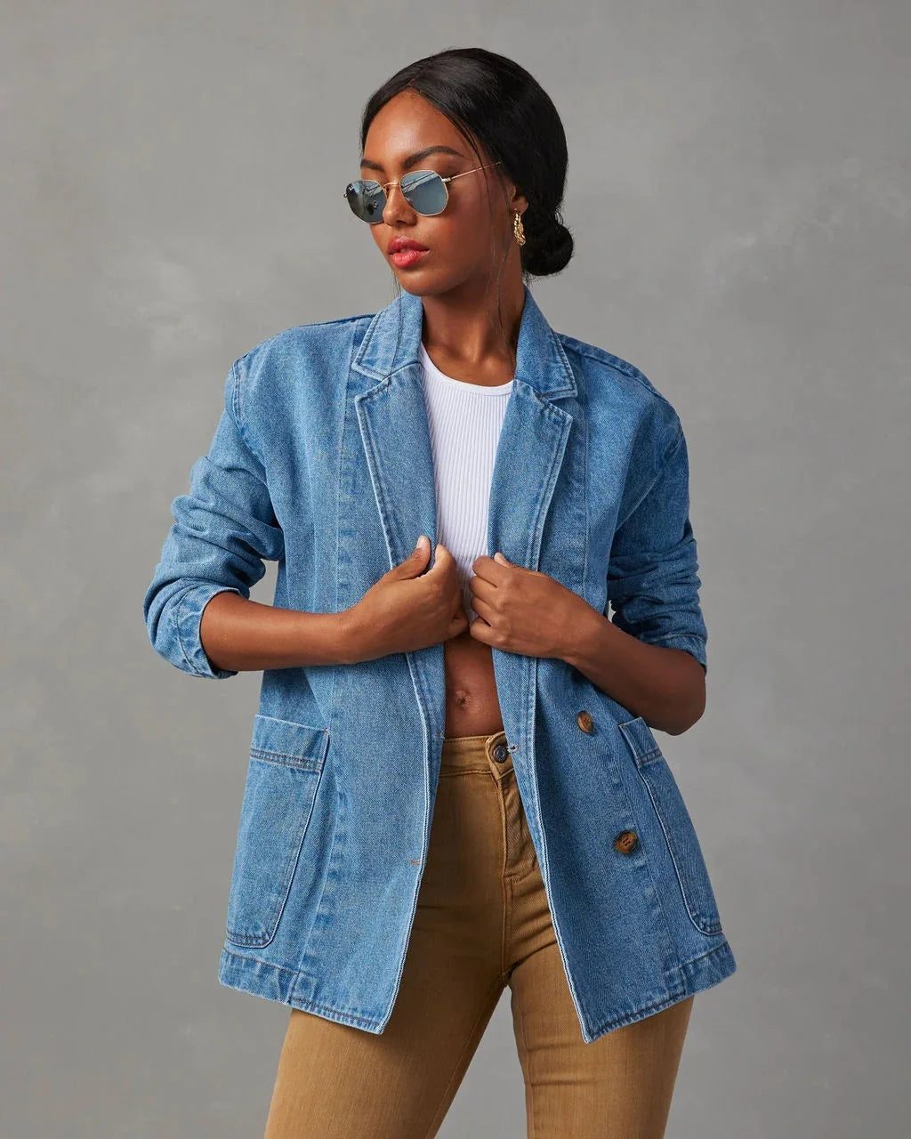 Veste Blazer en Denim Stylée pour Femmes