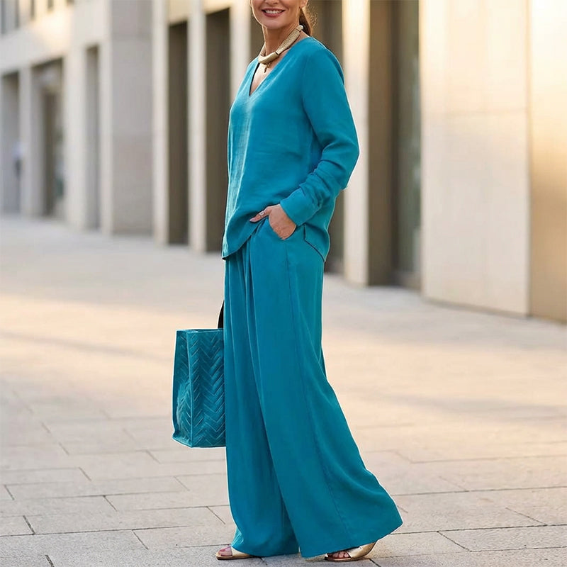 Ensemble détente col en V confortable pour femmes