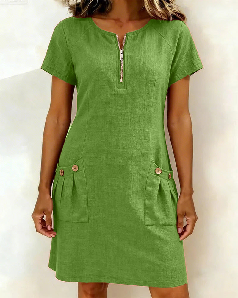 Robe trapèze en lin effet doux au toucher