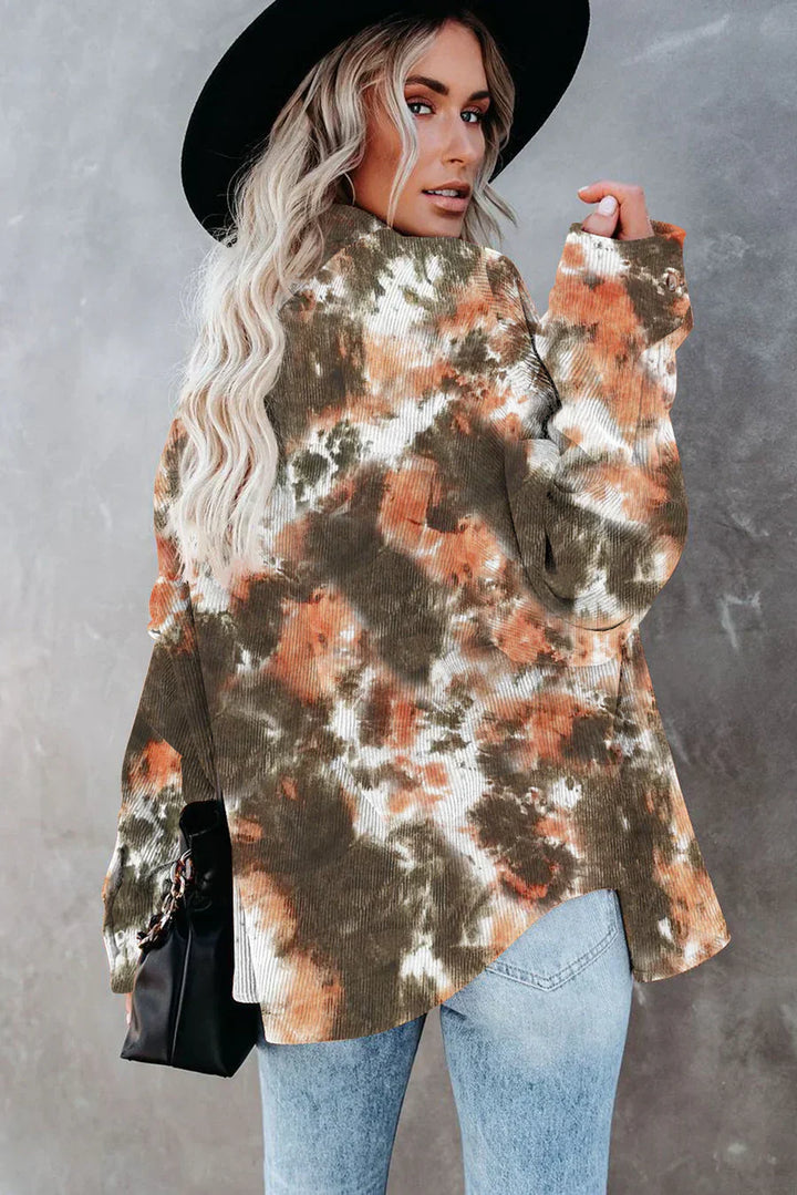 Océane Dubois® | Chemise en velours côtelé batik pour femme - Tendance et décontractée