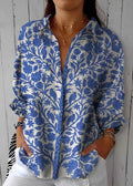 Blouse Femme Imprimé Jardin Bleu
