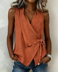 Blouse sans manches portefeuille pour femmes