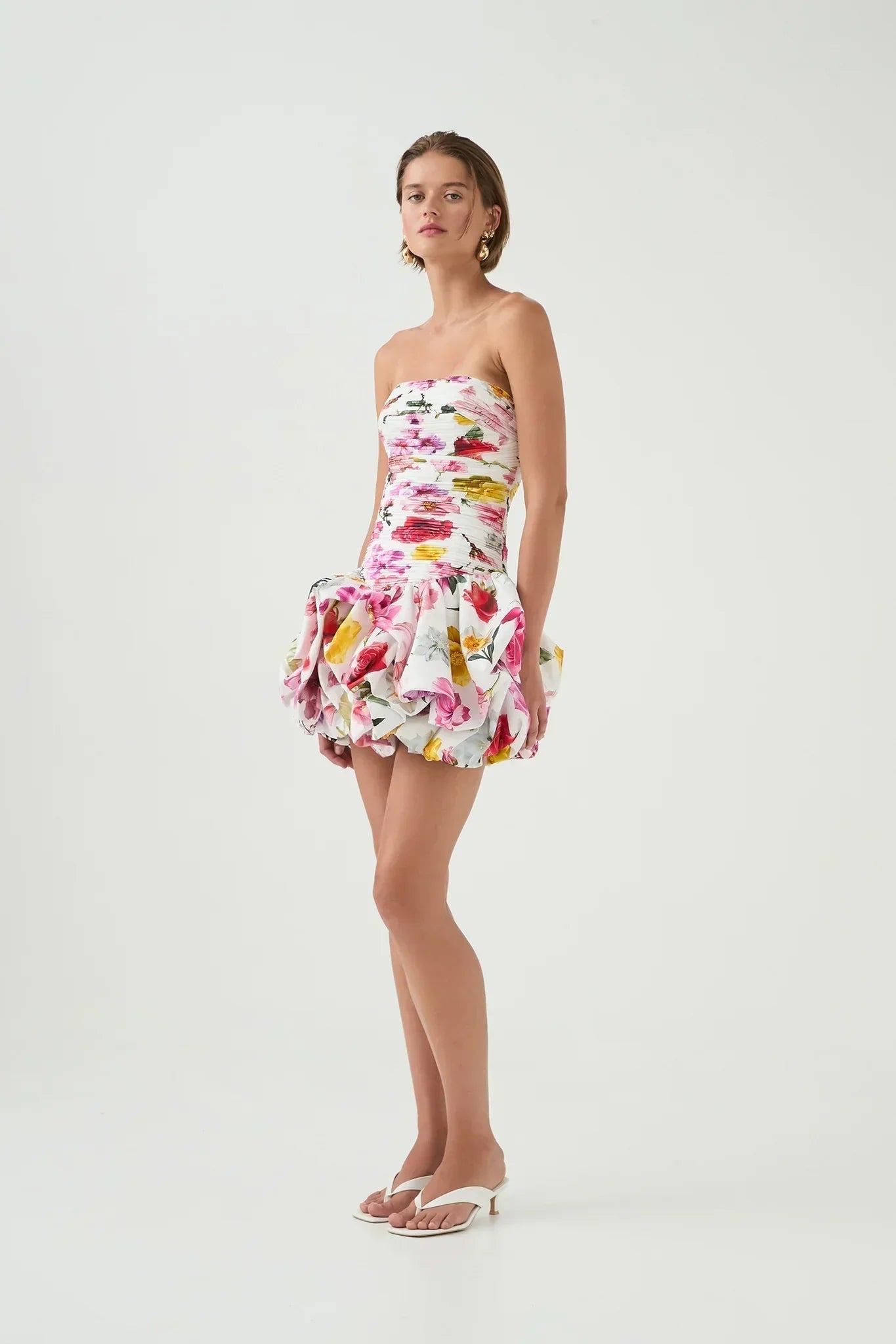 Robe de soirée courte blanche pour femme avec ourlet bouffant