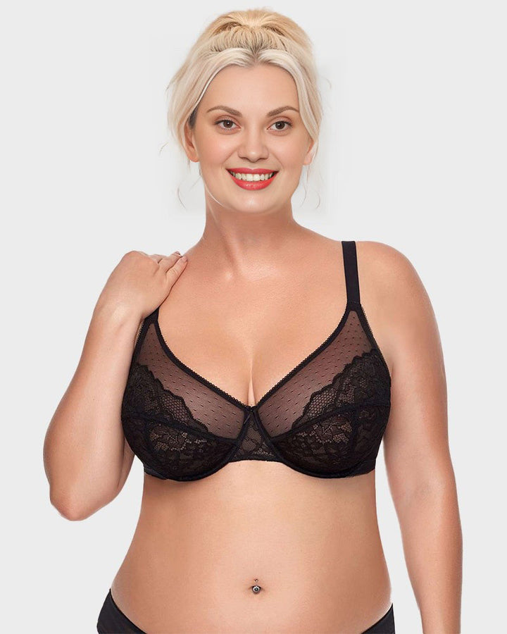 Soutien-gorge minimiseur en dentelle filet sans doublure à couverture intégrale