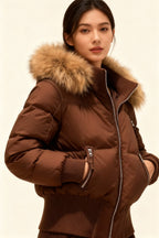 Veste d'hiver matelassée légère avec capuche amovible