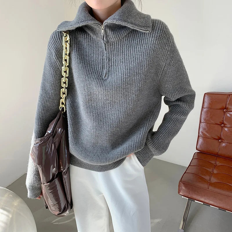 Pull à col zippé en grosse maille douillet pour une chaleur décontractée