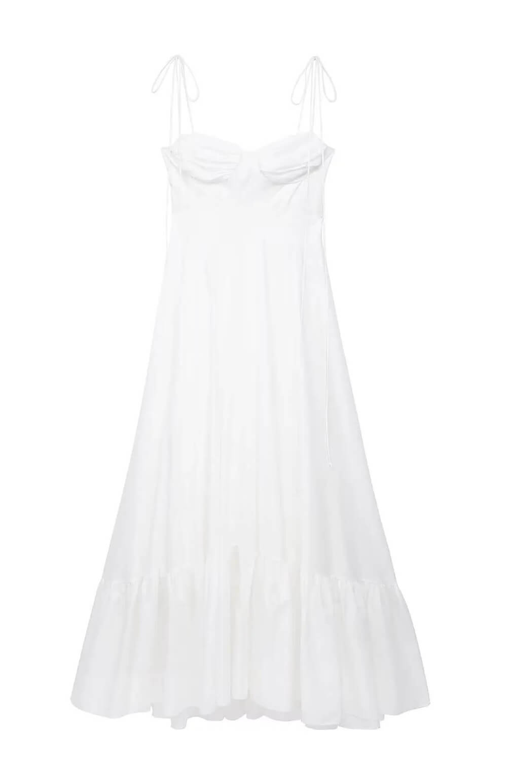 Robe longue blanche en polyester longueur cheville
