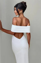 Robe maxi dos nu sans bretelles pour femmes