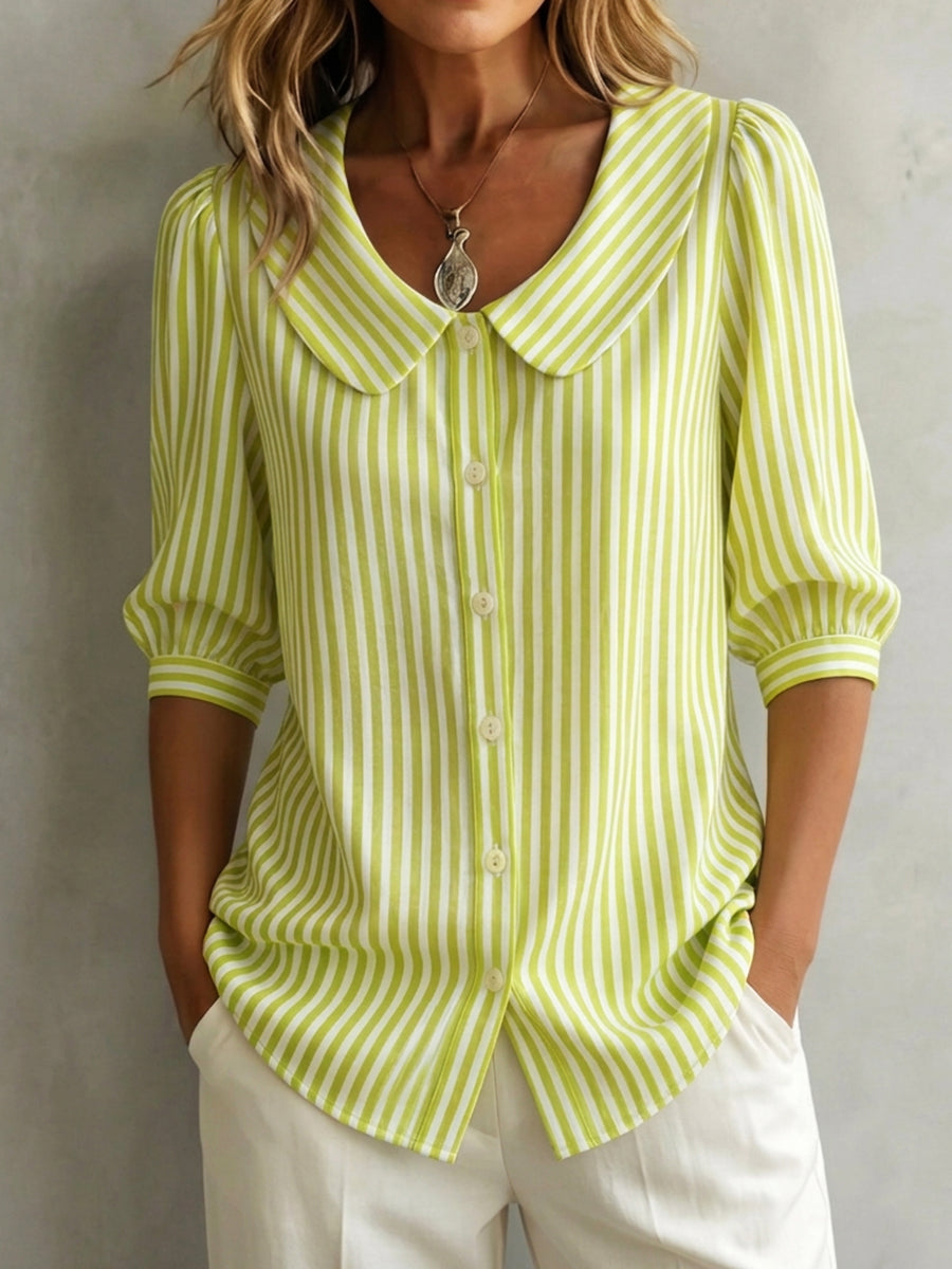 Blouse en coton vintage avec col Claudine pour femme