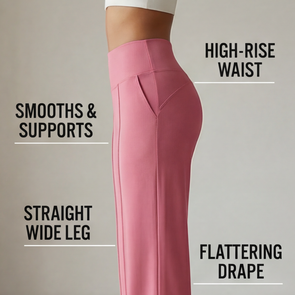 Pantalon de yoga à jambes larges avec taille croisée