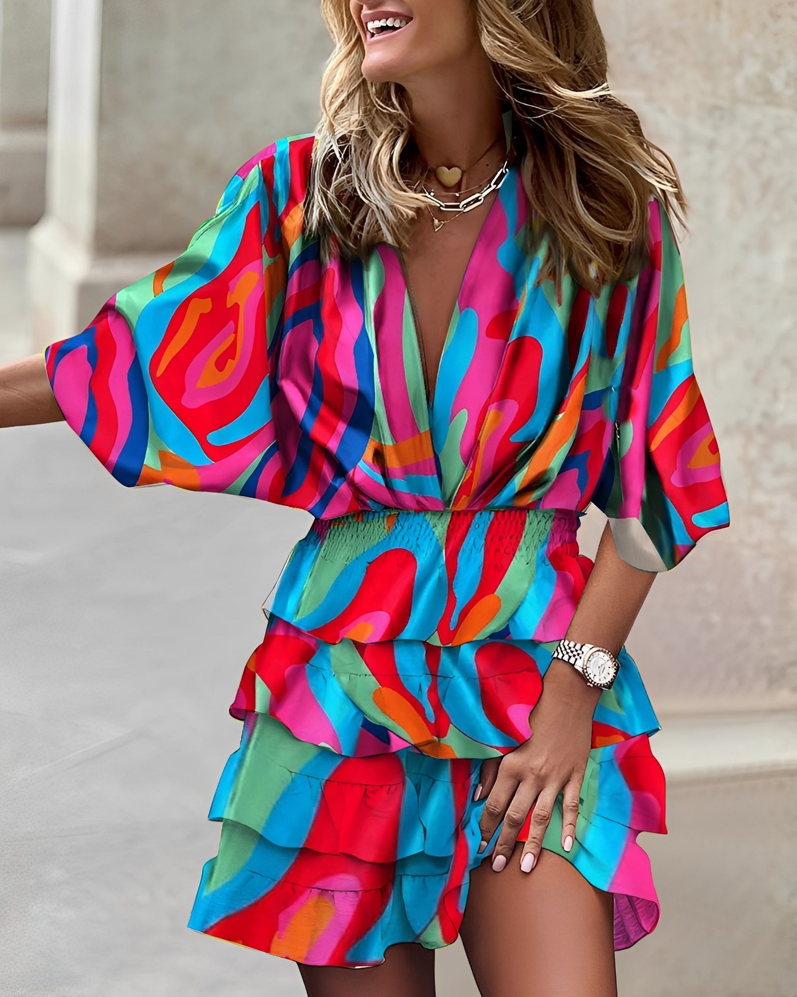 Robe courte asymétrique pour femmes Élégante Moderne Confortable