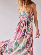 Robe maxi sans manches à imprimé floral en polyester