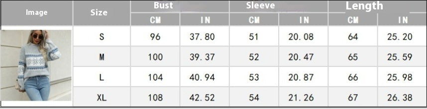 Pull douillet d'hiver à flocons de neige avec col montant demi-ras