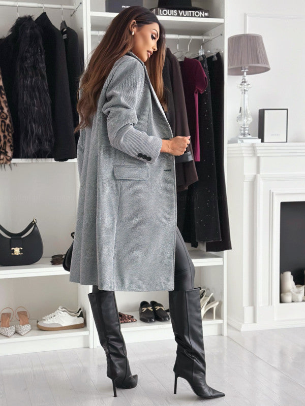 Manteau d'hiver long chic en laine pour femme