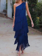 Robe Maxi Asymétrique Une Épaule Chic et Sans Effort