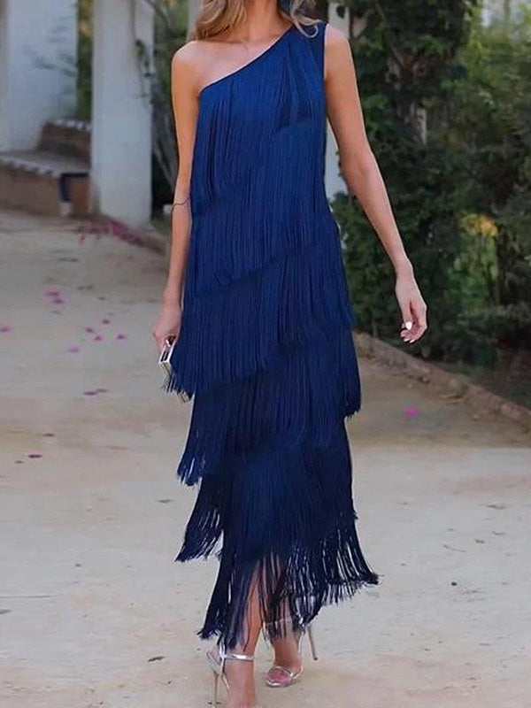 Robe Maxi Asymétrique Une Épaule Chic et Sans Effort