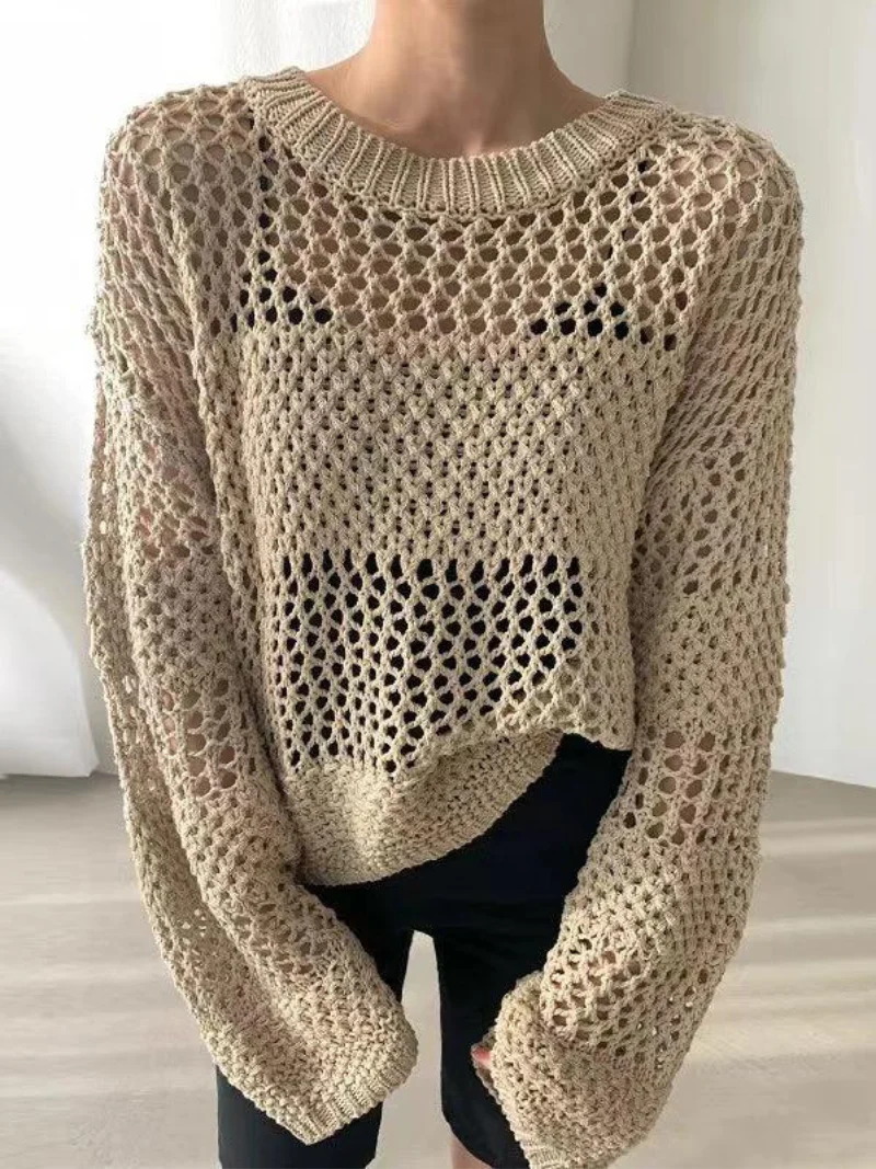 Pull léger en crochet maille ouverte