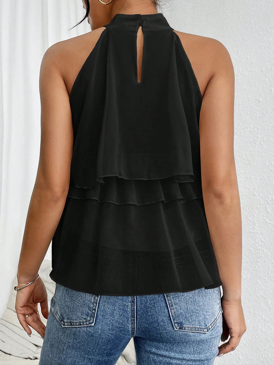 Débardeur femme couleur unie avec ourlet fluide et élégant