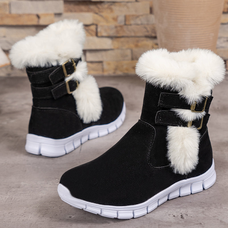 Bottes d'hiver chics à bordure en fourrure avec détail boucle