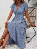 Robe portefeuille à imprimé floral avec décolleté en V