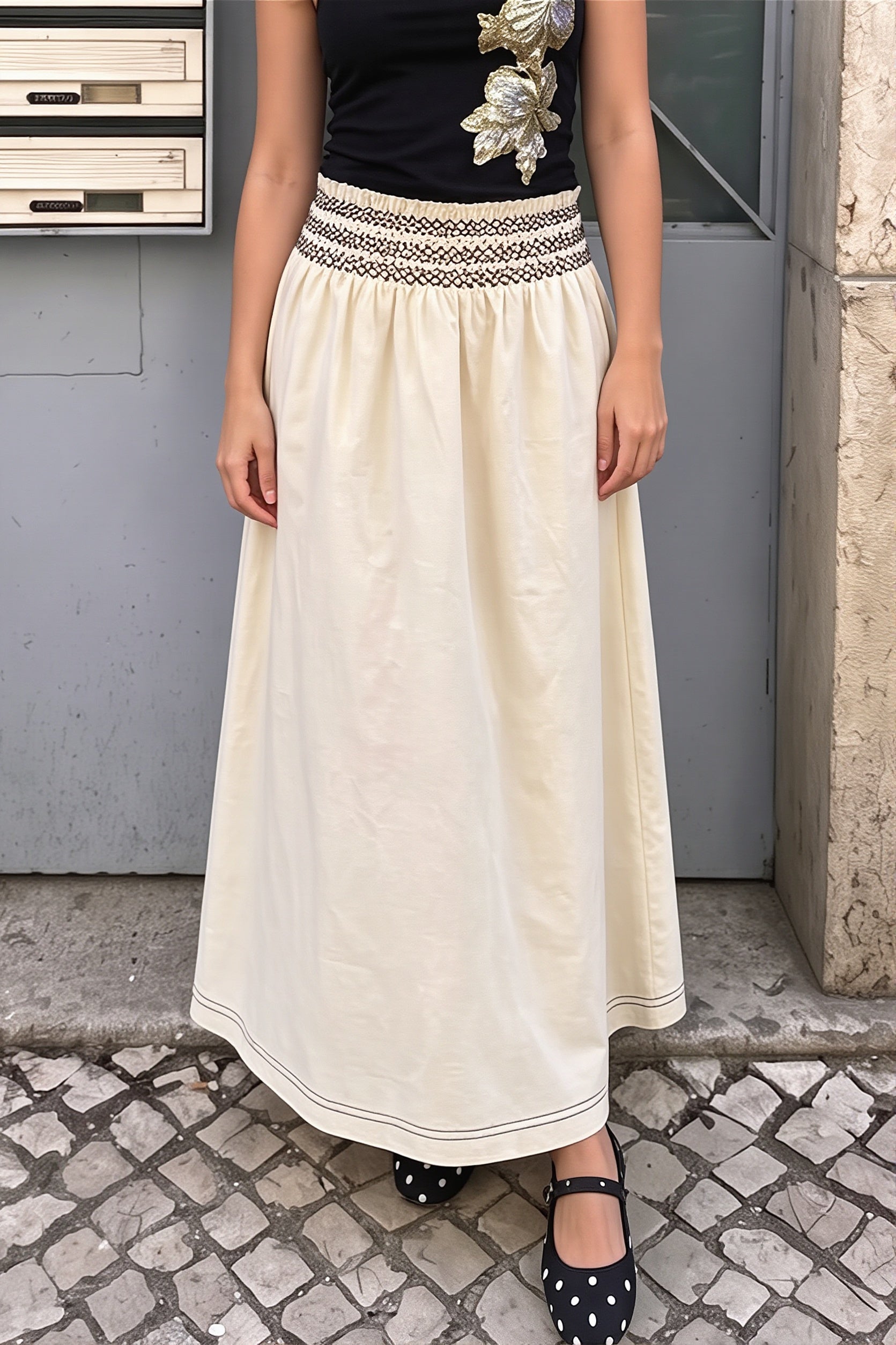 Jupe maxi trapèze femme avec silhouette ample