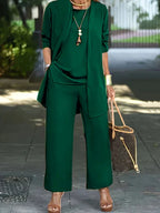 Tenue femme ample et confortable 3 pièces avec blouse, top et pantalon assortis