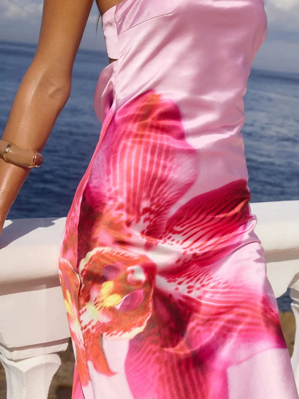 Robe maxi tube en polyester imprimé