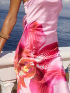 Robe maxi tube en polyester imprimé
