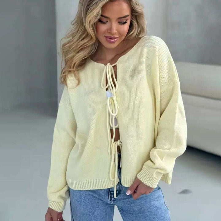 Chic Cardigan Court à Lacets en Dentelle