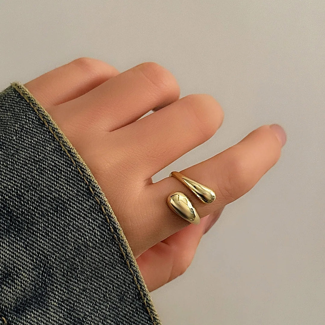 Alice Leroy® | Bague ouverte argentée design organique