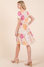 Sophie Paris | Robe à volants Bombom Floral avec col rond