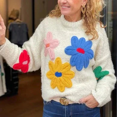 Pull en tricot floral élégant pour des superpositions automnales stylées