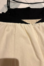 Robe midi ample en mélange lin et coton noir et blanc