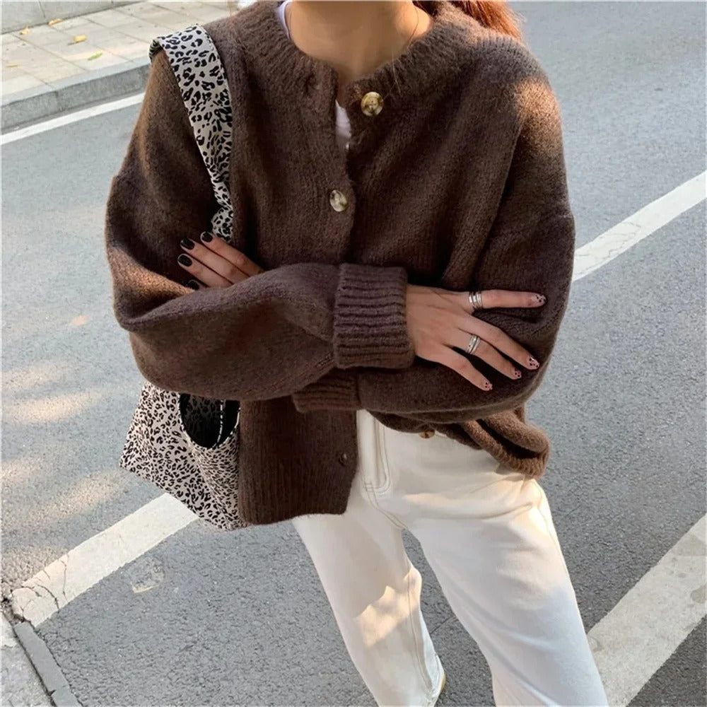 Cardigan en tricot décontracté et confortable