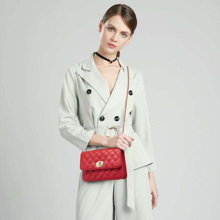 Fleur Rousse® | Sac Matelassé à Chaîne Dorée Élégante