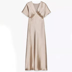 Robe Midi en Satin Beige