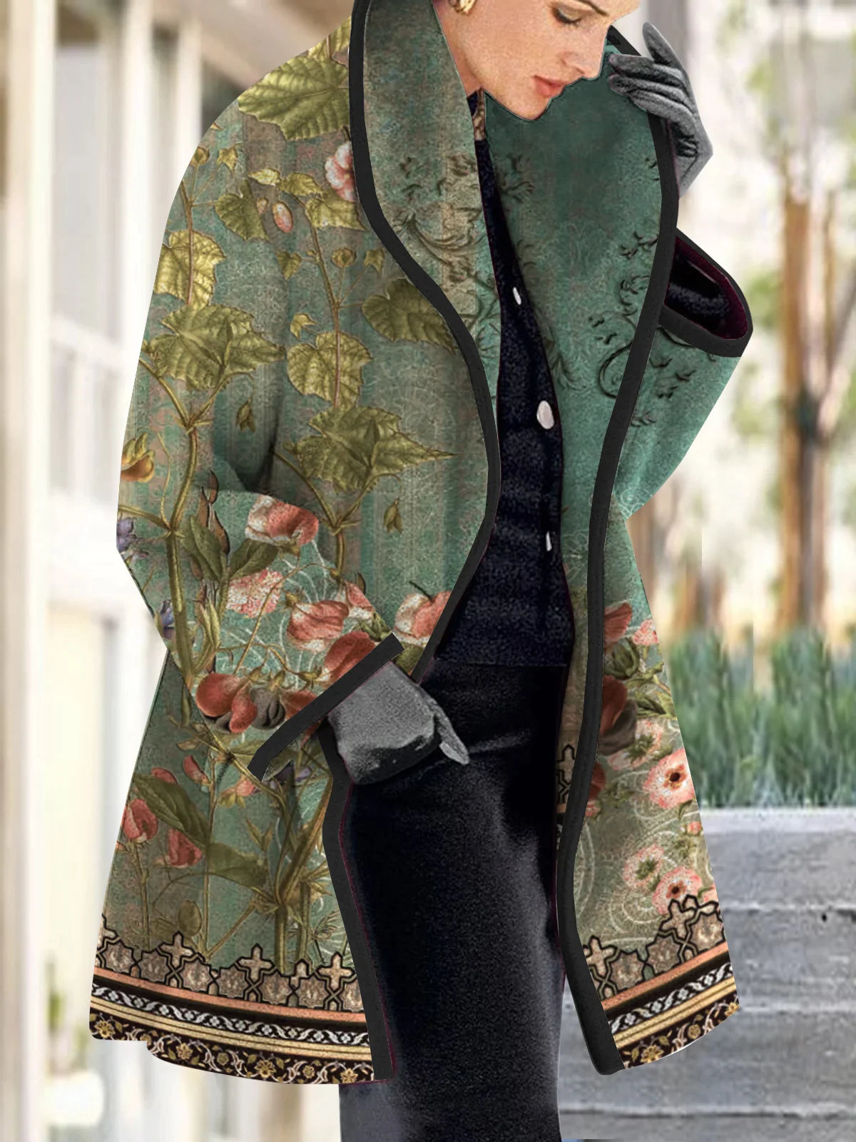 Alice Leroy® | Élégant Manteau Vintage à Motifs de Fleurs