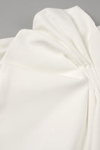 Robe Midi Blanche à Volants et Épaules Dénudées