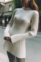 Robe courte à manches longues en mélange de coton