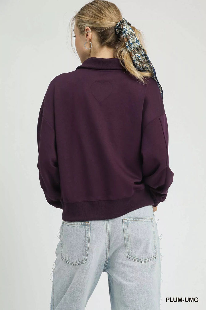 Sweat-shirt décontracté et confortable à demi-fermeture éclair