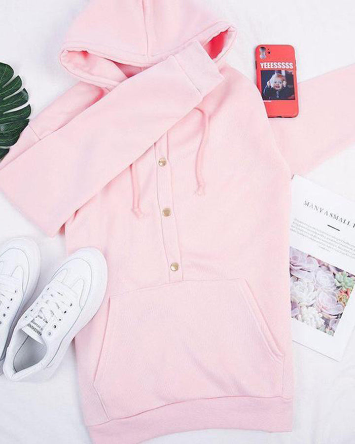 Sweat à capuche rose confortable avec poches kangourou pour femmes