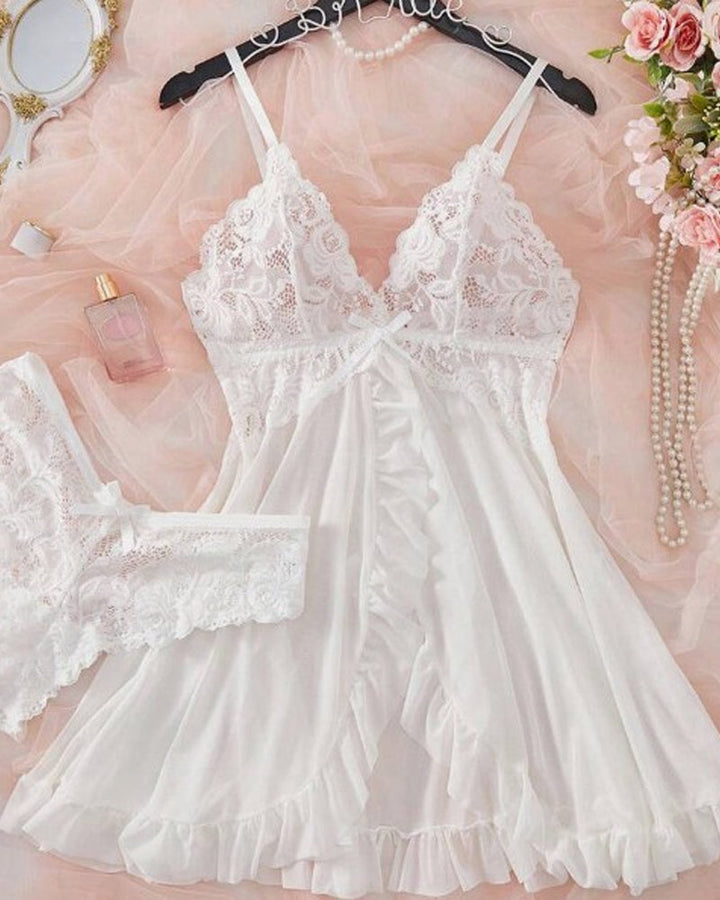 Ensemble nuisette sexy en maille transparente