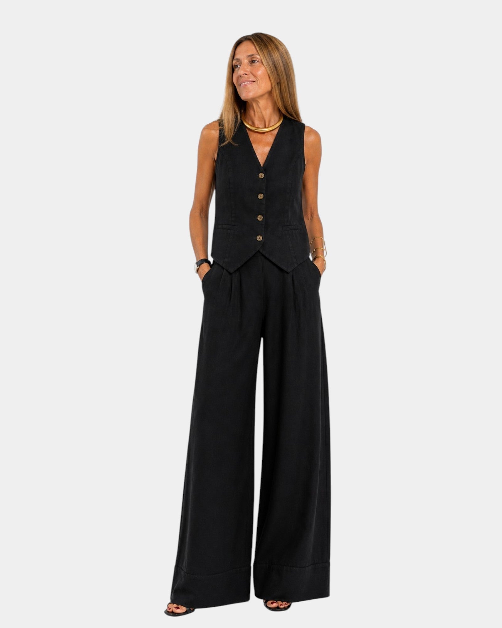 Ensemble Veste Ajustée et Pantalon Large pour Femme